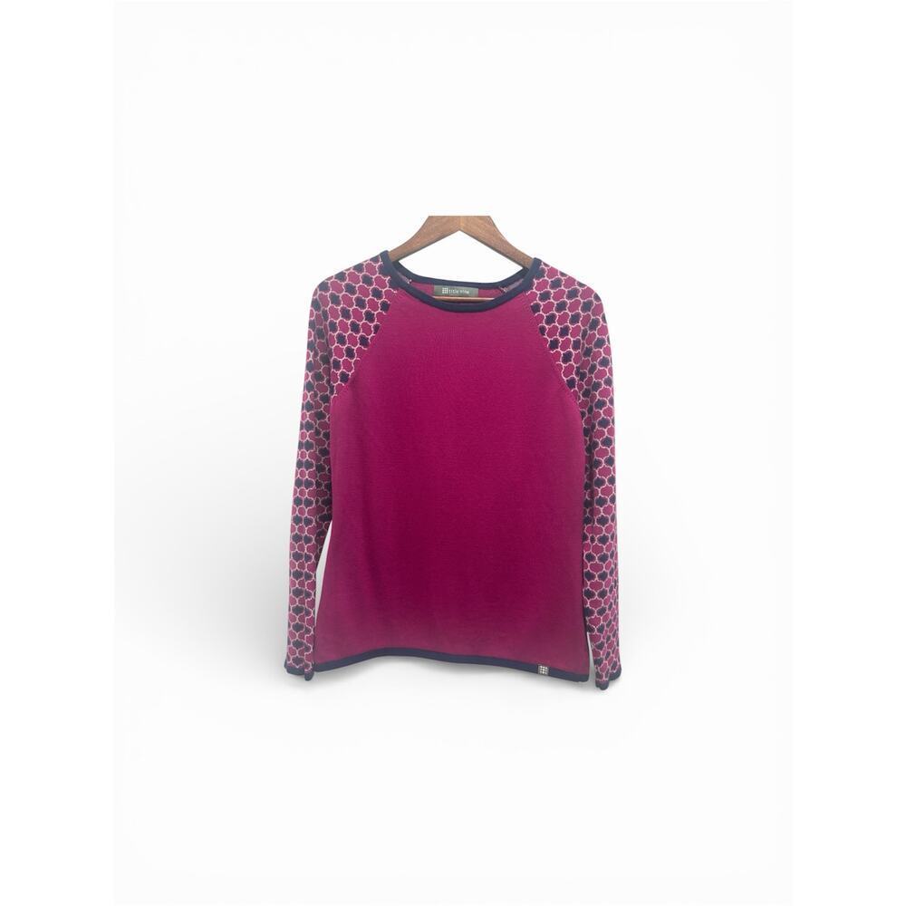 Title Nine Cotton Blend Magenta Geometric Raglan Sweater Size M Outdoors
